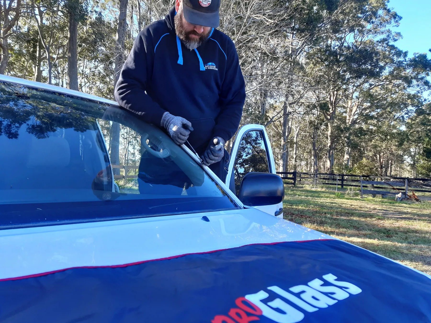 Ben Dawson fitting a windscreen